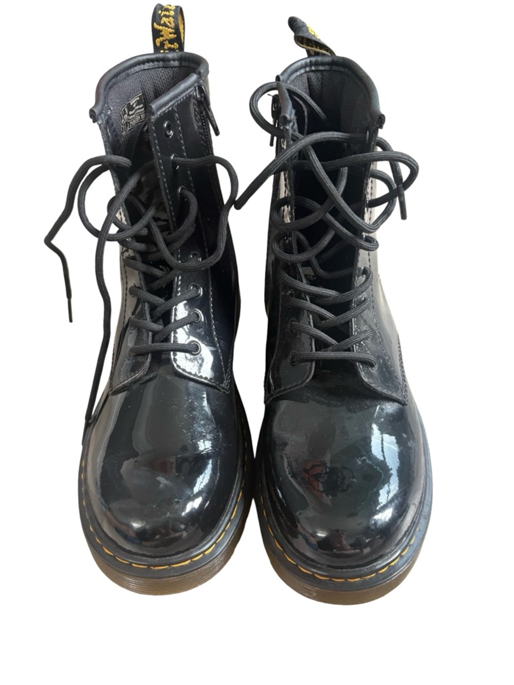 Women’s Black Patent Leather Lace-Up Combat Boots Dr martens